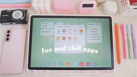 chill apps to download when you're bored ☁️ samsung galaxy tab ✨️ ~ full video in my YT channel // link in bio #games #recommendedapps #samsunggalaxy #lemoneelife Galaxy Tablet Aesthetic, Cute Wallpaper For Tablet Samsung, Samsung Tablet Homescreen Ideas, Samsung S6 Lite Aesthetic, Samsung Tablet Notes, Samsung Tablet Wallpaper Aesthetic, Samsung Tablet Aesthetic, Tab Aesthetic, Samsung Apps