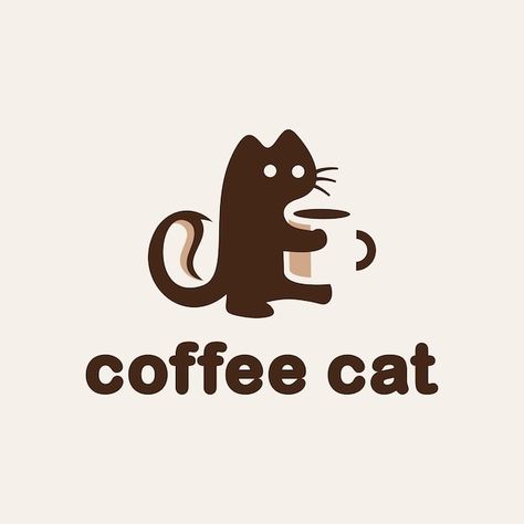 Cute Cat Logo Design, Cafe Logo Inspiration, Starbucks Logo Art, Coffee Logo Design Art, Cute Logo Design Ideas, Cat Logo Design Ideas, Coffee Logo Design Ideas, Logo Coffee Design, Cute Logo Ideas