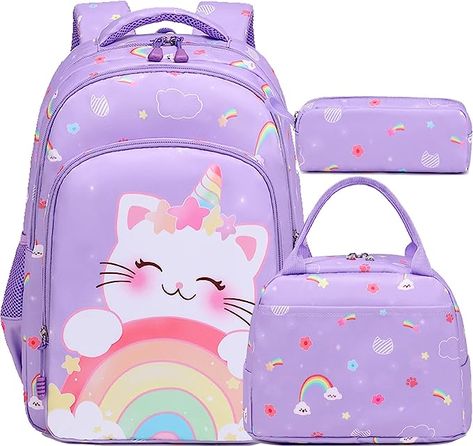 Amazon.com | Jumpopack Unicorn Backpack for Girls School Backpack for Elementary Girls Backpack with Lunch Box Lightweight Water Resistance School Bag Preschool Kids Bookbag,Unicorn Cat | Kids' Backpacks Kids Package Design, Girls School Backpack, Surprise 50th Birthday Party, Cute School Bags, Stylish School Bags, Unicorn Bag, Girls Backpack, Unicorn Backpack, Back To School Bags