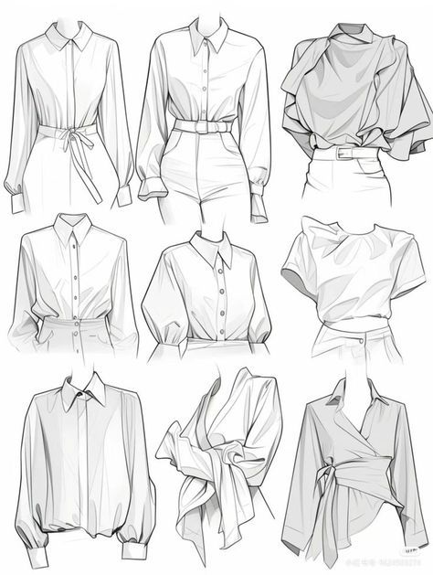 Clothes Sketches Design Ideas, Different Types Of Clothes, Blouse Drawing, Types Of Clothes, Fashion Illustration Collage, Fashion Drawing Sketches, Fashion Drawing Tutorial, Seni Dan Kraf, Clothing Design Sketches