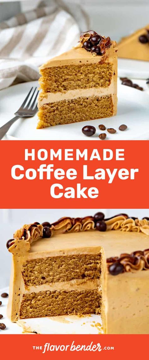 Coffee Cake Homemade, Coffee Cake Layer Cake, Coffee Cake With Frosting, Coffee Desserts Fancy, Cake With Different Flavored Layers, Coffee Flavor Cake Recipes, Coffee Moist Cake, Coffee Icing Cake, 6 Inch Coffee Cake