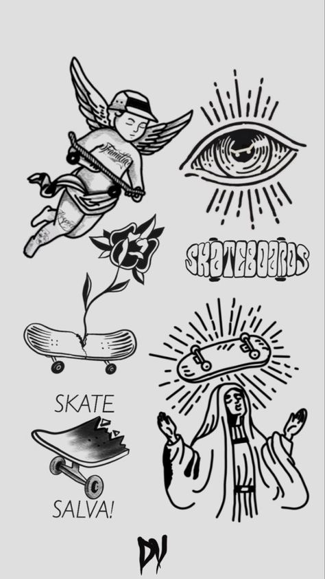 Skateboard Tattoo Ideas, Skate Tattoo Ideas, Skateboard Tattoos, Skateboarding Tattoo, Skate Tattoos, Tattoo Skate, Skater Tattoos, Skate Tattoo, Skateboard Tattoo