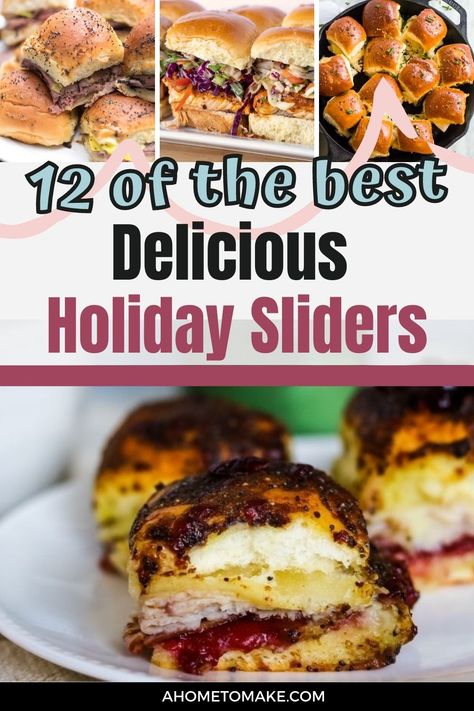 The Best Holiday Sliders: Recipes You'll Love - A Home to Make Holiday Ham And Cheese Sliders, Party Slider Recipes, Freezable Sliders, Holiday Hawaiian Roll Sliders, Hawaiian Slider Recipes, New Years Sliders, Christmas Ham Sliders, Hawaiian Roll Sliders Christmas, Christmas Hawaiian Roll Sliders