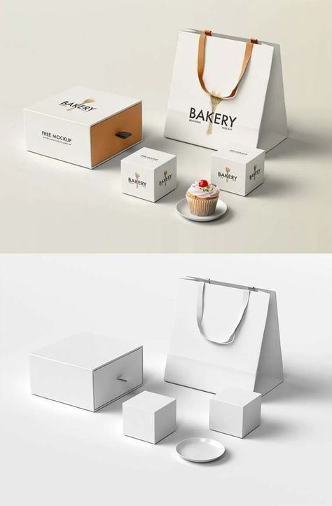 Free Bakery Branding Mockup PSD Bakery Logo Mockup, Mock Ups Design, Package Mockup Free, Graphic Design Mockup Ideas, Mock Up Design Ideas, Bakery Branding Packaging, Bakery Packaging Ideas, Cake Mockup, Packaging Mockup Free Psd