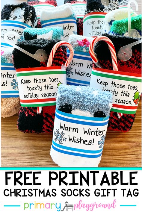 Sensory Christmas Gifts, Christmas Goodie Bags For Elderly, Christmas Sock Ideas Gift, Diy Christmas Gifts Fuzzy Socks, Mitten Gifts For Students, School Staff Gifts Christmas, Holiday Gift Preschool, Fuzzy Socks Gift Tag, Sock Ideas Gift