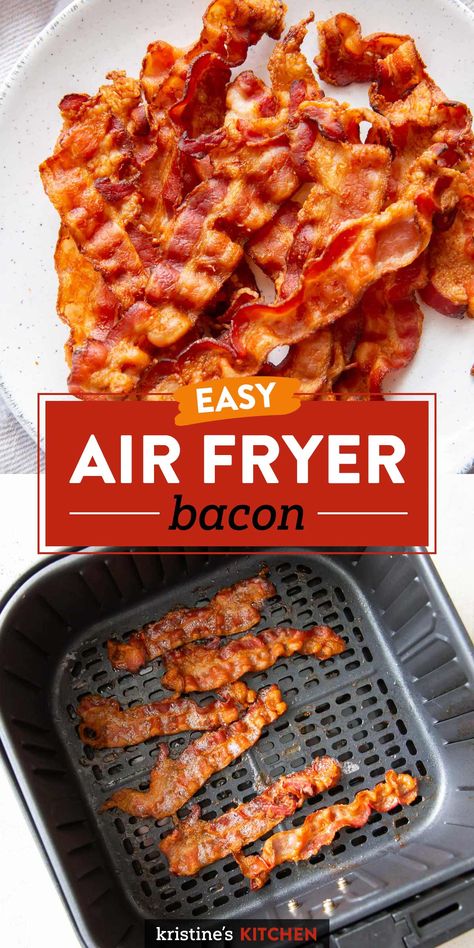 Air Fryer Bacon is the best crispy bacon. Easy to make, no flipping required! How To Fry Bacon In Air Fryer, Bacon In Ninja Air Fryer, Can You Cook Bacon In Air Fryer, Reheat Bacon In Air Fryer, Meat In The Air Fryer, Air Dry Bacon, Bacon Air Fryer Time, How To Cook Bacon In The Air Fryer, How Long To Cook Bacon In Air Fryer