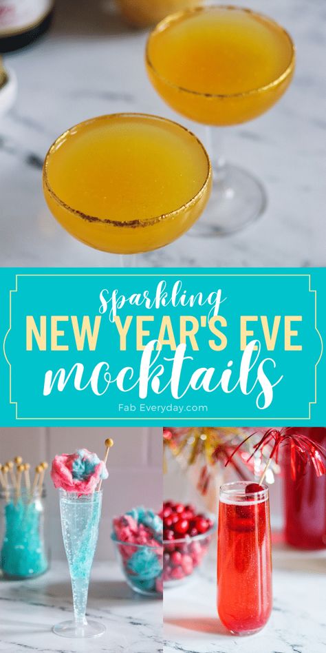 Nye Nonalcoholic Punch, New Years Eve Virgin Drinks, Sweet 16 Mocktails Non Alcoholic Drinks, New Year’s Eve Mocktail Ideas, Mocktail Recipe New Years, Non Alcoholic Drinks New Years Eve, New Years Eve Mocktail Recipe, Birthday Mocktail Recipe, Non Alcoholic New Years Eve Punch