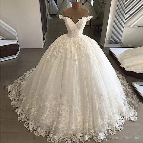 Puffy Wedding Dresses, Shenae Grimes, Wedding Dress Backs, Wedding Dresses Lace Ballgown, White Ball Gowns, Off Shoulder Wedding Dress, White Bridal Dresses, Bridal Ball Gown, Lace Ball Gowns