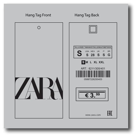 Behance 上的 Hang Tag, Zara Tag, Zara Brand Zara Tag Label, Fashion Brands Packaging, Brand Tags Label, Clothing Hang Tags Ideas, Clothing Tag Mockup, Clothes Label Design Tags, Zara Branding, Clothing Tags Design, Brand Label Clothing Tag Design