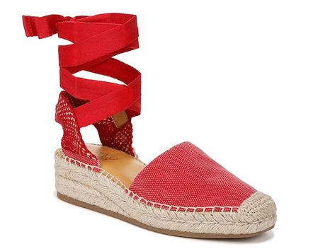 Franco Sarto Britney Wedge Sandal Womans Dress, Red Espadrilles, Espadrilles Shoes, Wedge Espadrilles, Tie Wrap, Casual Running Shoes, Ankle Wrap, Flip Flop Slippers, Espadrille Wedge