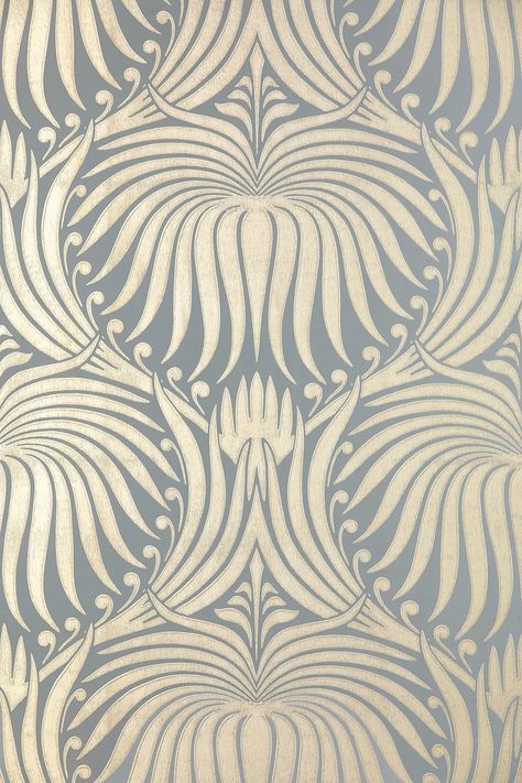 Free Wallpaper Samples, Lotus Flower Wallpaper, Navy Living, Farrow & Ball Wallpaper, Farrow Bal, Motifs Art Nouveau, Copper Wallpaper, Kitchen Copper, Lotus Wallpaper