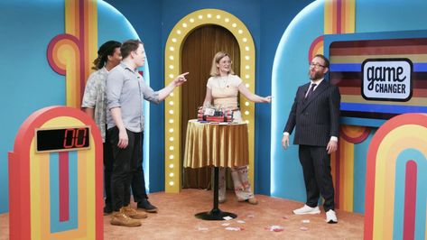 Inside 'Game Changer,' the internet's favorite game show | Mashable Game Show Set Design, Game Show Aesthetic, Vintage Game Show, Game Show Set, Tv Show Aesthetic, Inside Game, Bbq Theme, Street Performer, Background Reference