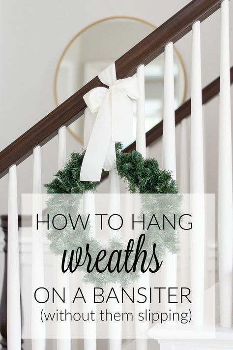 33 Ideas- Decorating Stairs for Christmas. Get amazing ideas and inspirations for freshing up your banisters for a fabulous Christmas season! Wreath For Staircase, Christmas Wreath On Stairs, Christmas Wreath Staircase, Wreath On Staircase, Wreaths On Stair Railing, Wreaths On Staircase, Decorate Banister For Christmas, Bannister Ideas, Stairs Christmas