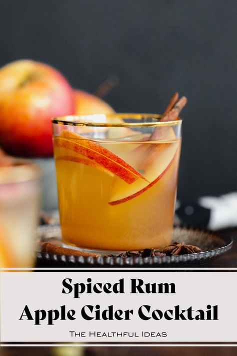 Spiced Rum And Apple Cider, Rum Cider Cocktail, Spiced Rum Halloween Drinks, Spiced Apple Cocktail, Apple Spice Cocktail, Apple Cider And Rum Drinks, Rum And Apple Cider Drinks, Spiced Rum Fall Cocktails, Apple Cider Spiced Rum Cocktail