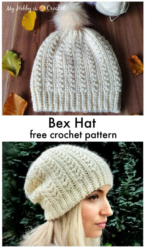 Bex crochet Hat knit-look Knit Like Crochet Hat, Sock Yarn Crochet Hat Pattern, Crochet Hats Free Pattern Worsted, Best Crochet Hat Pattern, Crochet Hat And Scarf Set Free Pattern, Knitted Winter Hats For Women, Tree Beanie Crochet Pattern, Slouchie Beanie Pattern, Free Winter Hat Crochet Pattern