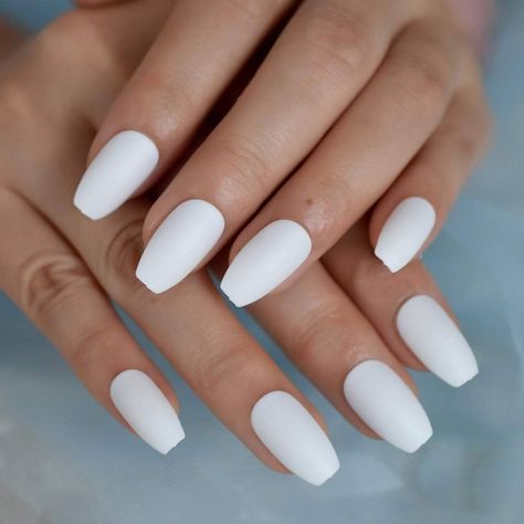 Amazon.com: EchiQ Coffin Fake Nails Matte White Frosted Press On Nails with Adhesive Tabs Medium : Beauty & Personal Care White Matte Nails, Matte White Nails, Homecoming 2024, White Almond Nails, Red Acrylic Nails, White Acrylic Nails, Coffin Press On Nails, Short Square Acrylic Nails, Acrylic Nail Art