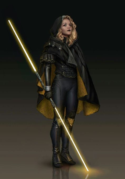 Female Jedi Concept Art, Cool Jedi Outfits, Star Wars Armor Female, Star Wars Character Inspiration, Jedi Armor Female, Jedi Oc Outfit, Star Wars Oc Lightsaber, Jedi Woman Art, Star Wars Jedi Oc Art