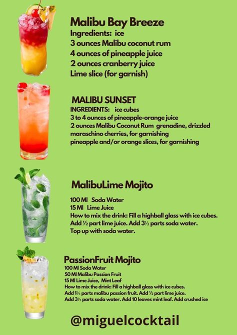 Make at home Simple Malibu Rum Drinks Recipes, Malibu Rum Drinks Recipes Pitcher, Fruity Alcohol Drinks To Order At A Bar, Beach Drinks Alcohol, Bay Breeze Drink, Malibu Mixed Drinks, Mixed Drinks Alcohol Recipes, Malibu Bay Breeze, Malibu Rum Drinks