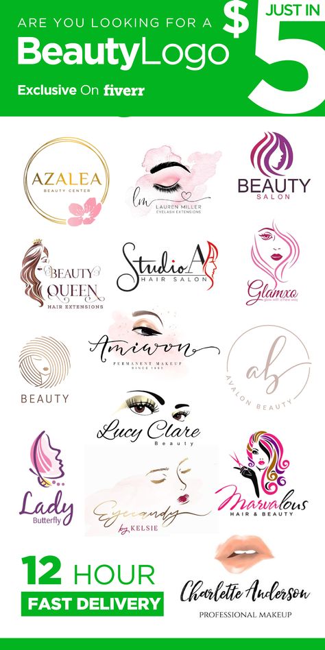 Beauty Product Logo Design Ideas, Beauty Parlour Logo Design Ideas, Logo For Hair Salon, Makeup Logo Design Graphics, Salon Logos Design, Cosmetic Logo Design Beauty Products, Beauty Parlour Names Ideas, Hair Beauty Logo Design, Beauty Salon Names Ideas Logo