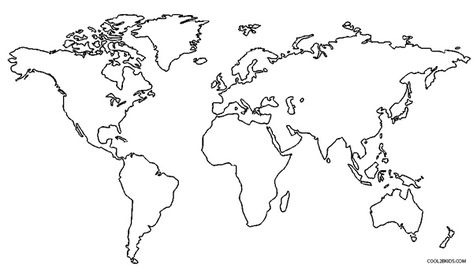 Printable World Map Coloring Page For Kids | Cool2bKids World Map Sketch, Flat World Map, Globe Outline, World Map Coloring Page, Free Printable World Map, Blank World Map, Cool World Map, World Map Outline, Earth Coloring Pages