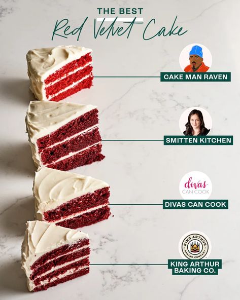 I Tried Four Popular Red Velvet Cake Recipes and Found the Best One | Kitchn Good Red Velvet Cake Recipe, Susie Cakes Red Velvet Cake Recipe, Cakeman Raven Red Velvet Cake Recipe, The Best Red Velvet Cake, Dye Free Red Velvet Cake, Recipe For Red Velvet Cake, The Best Red Velvet Cake Recipe, Red Velvet Recipes Desserts, Red Celvet Cake