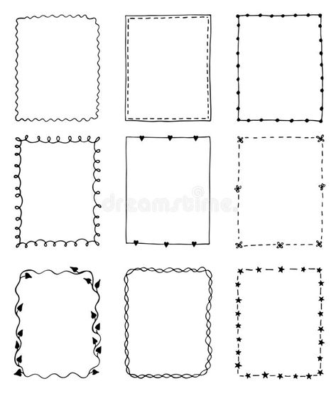 Set of hand-drawn doodle frames stock illustration Bullet Journal Frames, Dividers Ideas, Bullet Journal Boxes, Doodle Borders, Colorful Borders Design, Bond Paper Design, Doodle Frame, Doodle Frames, Doodle Notes