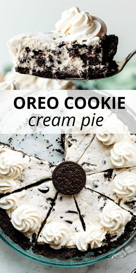 Cookies And Cream Pie, Creamy Cookies, No Bake Oreo Pie, Oreo Desserts, Oreo Dessert Recipes, Oreo Pie, Dessert Pie Recipes, Oreo Cream, Cream Cheese Pie