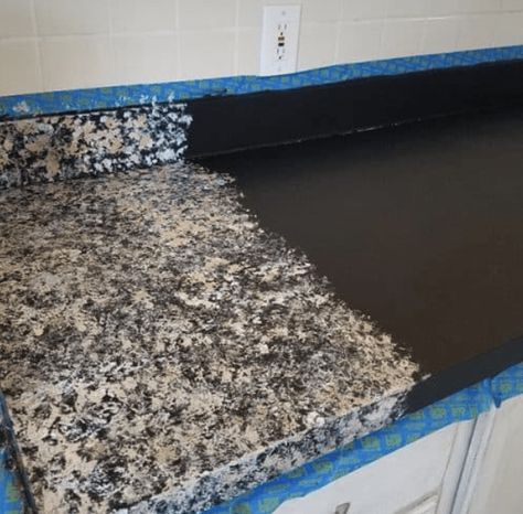 How to Paint Laminate Countertops Cover Countertops Diy, Counter Top Refinishing, Painted Counter Tops Diy, Redoing Countertops Diy Laminate, Painting Counter Tops Bathroom, Redo Bathroom Countertop Diy, How To Paint A Laminate Countertop, Diy Paint Laminate Countertops, Spray Painted Countertops