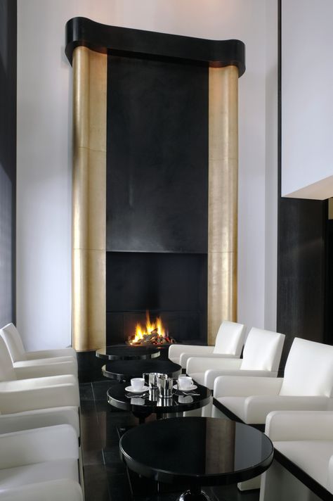 Hôtel Metropolitan Paris Eiffel - Fireplace by Eric Schmitt Mantle Design, Eric Schmitt, Art Deco Fireplace, Luxury Inspiration, Radisson Blu, Jw Marriott, Fireplace Wall, Hospitality Design, Fireplace Design