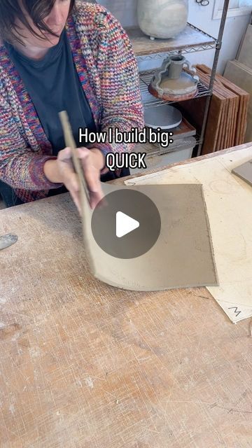 Morgan Peck on Instagram: "I don’t have a lot of patience. 😬 Especially when I’m making things, so using a slab of sculpture clay really work for me. I can build a 12” tall vase in minutes (at least get the body done). With just a few well placed darts the shape can change quickly.  I’ve never had luck or much interest using the pottery wheel, but this method has kept me interested for nearly 15 years." Sculptural Clay Ideas, Tall Ceramic Vases, Pottery Slabbing, Clay Vase Ideas Simple, Handbuilt Ceramic Vase, Vase Ceramics Ideas, No Wheel Pottery, Pottery Making Ideas For Beginners, Slab Pottery Ideas Creative