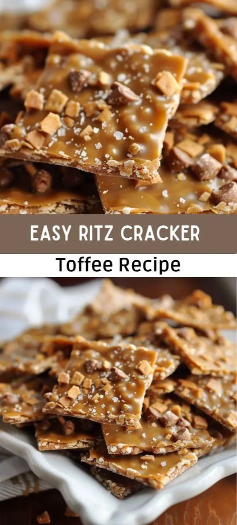 Easy Ritz Cracker Toffee Recipe – Sweet & Crunchy Ritz Cracker Toffee Recipe, Ritz Cracker Dessert, Toffee Christmas, Ritz Cracker Toffee, Graham Cracker Toffee, Cracker Dessert, Ritz Cracker Recipes, Toffee Bark, Cracker Recipe