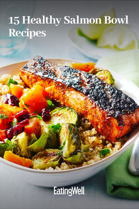 Healthy Seafood Bowls, Clean Eating Salmon Bowls, Clean Eating Recipes Salmon, Healthy Salmon Bowls Meal Prep, Veggie Salmon Bowl, Salmon Dinner Salad Recipes, Health Bowls Clean Eating, Salmon Bowls Healthy Dinners, Healthy Dinner Salmon Recipes