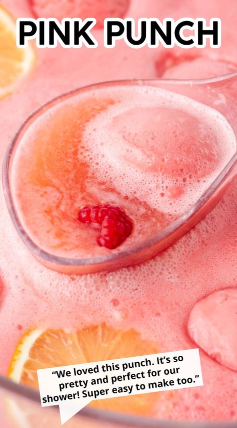 This pink punch is flavorful and fun using just 3 ingredients. It’s ideal for baby showers, birthday parties, and anytime you need a quick and delicious non-alcoholic party punch recipe! Pink Party Finger Foods, Punch Made With Sprite, Pink Lemonade Punch Recipe, Pineapple Pink Lemonade Punch, Punch With Frozen Concentrate, Berry Punch Recipes, Big Batch Non Alcoholic Drinks For Parties, Easy Birthday Punch Recipes, Pink Jungle Juice Recipe