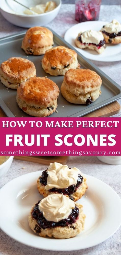 Fruit Scones Recipe Easy, Scones Recipe Uk, Yogurt Scones, Irish Scones Recipe, Fruit Scones Recipe, Fluffy Scones, Irish Scones, British Scones, Tea Scones