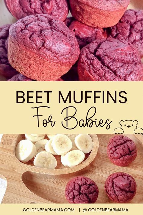 Healthy Beet Muffins for Babies - Golden Bear Mama Veggie Muffins For Baby, Veggie Muffins For Toddlers, Healthy Mini Muffins For Kids, Healthy Muffins For Toddlers, Healthy Snack Recipes For Kids, Healthier Muffins, Muffins For Toddlers, Beet Muffins, Homemade Baby Snacks