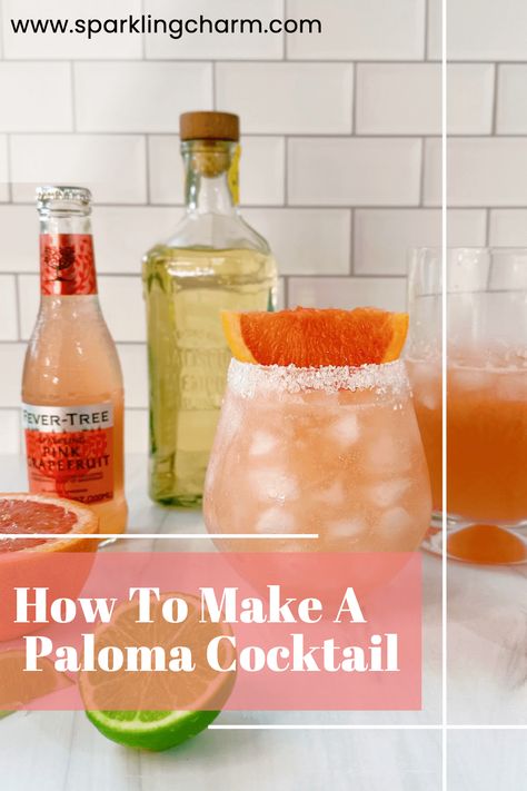 Served ice cold, this Pretty to Drink Grapefruit Paloma recipe is an all around refreshing treat. Today I am sharing How To Make A Paloma Cocktail. #grapefruitrecipes #paloma #PINKGRAPEFRUIT #classic paloma Paloma Cocktail Vodka, How To Make A Paloma Drink, Best Paloma Recipe, Pink Paloma Cocktail, Tequila Paloma Recipe, Paloma Drink Recipe, Paloma Cocktail Tequila Recipe, Paloma Cocktail Recipes, Paloma Cocktail Tequila