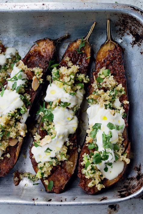 Vegetarian Ottolenghi, Yotam Ottolenghi Recipes, Aubergine Recipe, Ottolenghi Recipes, African Cooking, Yotam Ottolenghi, Yogurt Recipes, Eggplant Recipes, Meat Free