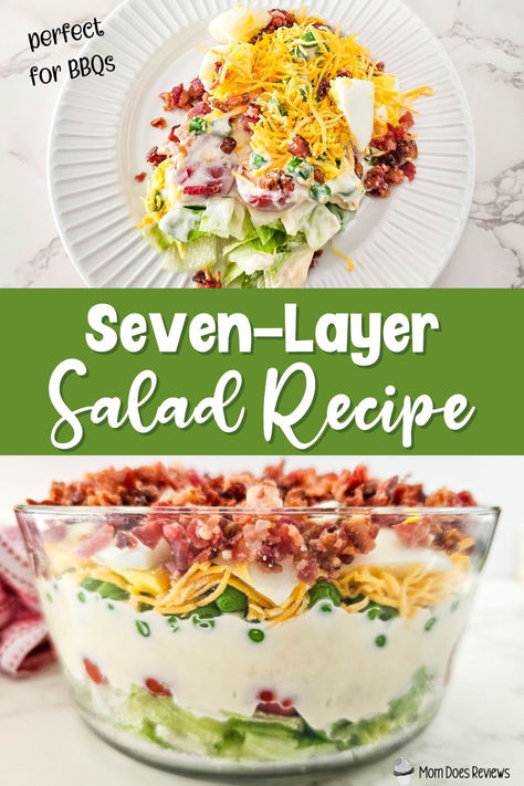 7 Layer Salad Recipe - Mom Does Reviews Easy 7 Layer Salad, Classic 7 Layer Salad, 7 Layer Salad Dressing, 8 Layer Salad, Layered Salad Recipes Easy, Seven Layer Salad Dressing, 7 Layer Salad Dressing Mayo And Sugar, Seven Layered Salad, Seven Layer Salad Recipe Classic