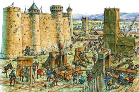 Medieval Siege Castle Siege, Castle Study, Castle Layout, Feudal System, Medieval Games, Medieval Warfare, Military Images, Historical Warriors, Medieval Era