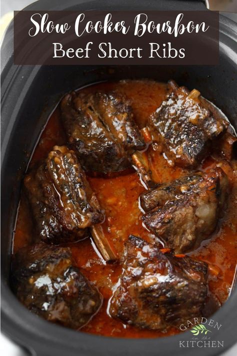 Slow Cooker Bourbon Beef Short Ribs Balsamic Bourbon Short Ribs, Meat And 3 Meals, Short Ribs Christmas Dinner, Slow Cook Short Ribs Crock Pots, Cajun Short Ribs, Short Ribs Slow Cooker Pioneer Woman, Bourbon Short Ribs Recipe, High Iron Crockpot Meals, Brown Sugar Short Ribs