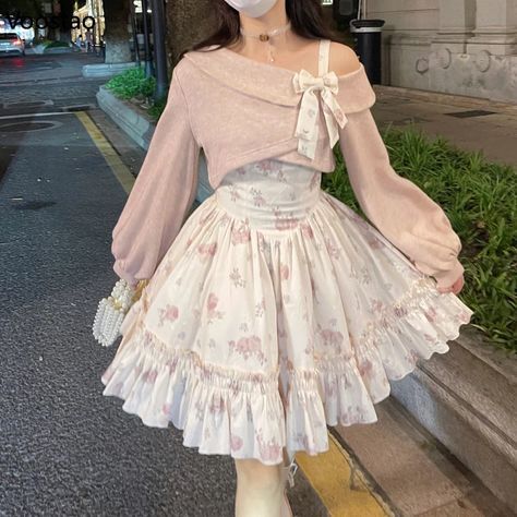 Lolita Outfit, 2 Piece Dress, Lolita Outfits, Cute Dress Outfits, Kawaii Fashion Outfits, Women Pink, Dress Jacket, Sweet Lolita, Knitted Coat