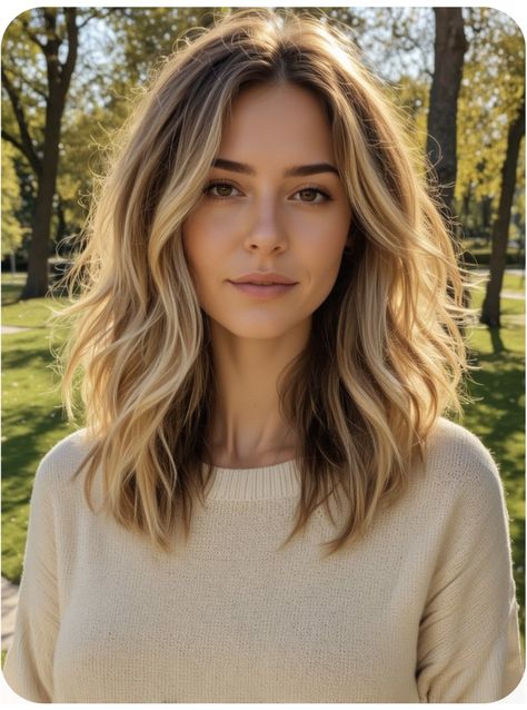 Growing Out Medium Length Hair, Curtain Bangs Medium Hair Thick Hair, Fall Midlength Hairstyles, Hair Style 2024 Girl Medium, Dark Blonde Hair 2024, Medium Hair Cuts Idea, Medium Hair Blonde Highlights, Medium Hair Short Layers, Haircuts Medium Length Layers