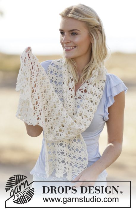 Free Pattern Drop Design Crochet Patterns, Crochet Stole, Crochet Lace Scarf Pattern, Crochet Lace Scarf, Crochet Lace Shawl, Pretty Crochet, Crochet Scarf Pattern Free, Crochet Lace Pattern, Crochet Shawls And Wraps