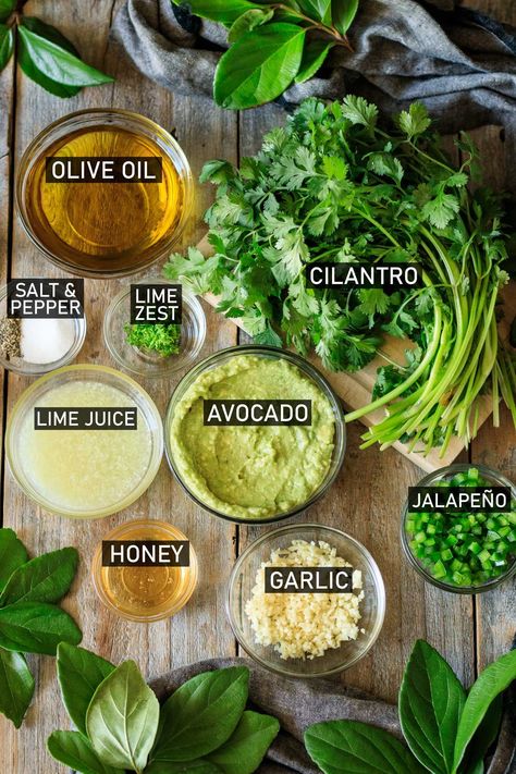 Creamy Avocado Cilantro Lime Dressing, Salad Dressing Recipes Avocado, Diy Avocado Dressing, Cilantro Tahini Dressing, Jalapeño Lime Dressing, Dairy Free Avocado Dressing, Spicy Avocado Dressing, Cilantro Dressing For Tacos, Healthy Avocado Sauce