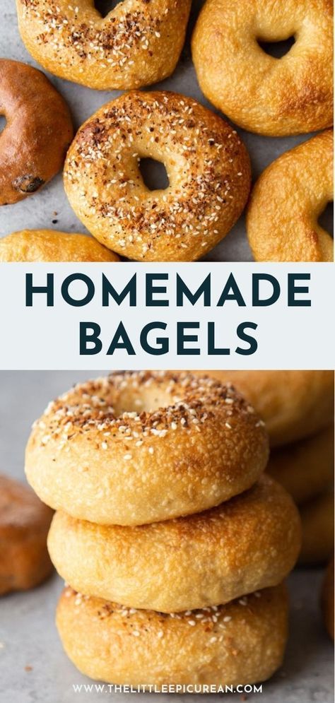 Discover the joy and satisfaction of homemade bagels! This easy bagel recipe produces a perfectly chewy, flavorful dough. Keep them plain, or customize with your choice of toppings and seasonings. #homemadebagels #bagelrecipe Sourdough Bagels Recipe, Easy Homemade Bagels, Bagels Recipe, Sourdough Bagels, Plain Bagel, Homemade Sourdough, Homemade Bagels, Bagel Recipe, Bread Making