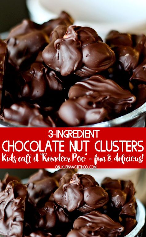 Slivered Almonds Recipes, Chocolate Nut Clusters, Nut Cluster Recipe, Chocolate Nuts Clusters, Nobake Dessert, Almonds Chocolate, Dessert Thanksgiving, Nut Clusters, Reindeer Poop