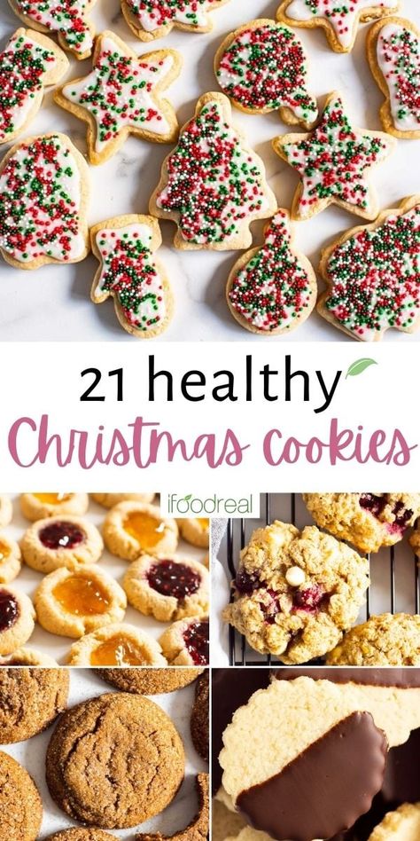 Healthy Christmas Cookies make the season just a bit more merrier and a tad lot brighter! Whether you need grain free almond flour treats, classic sweets made with less sugar or even just a bite sized bar or cookie ball, your kitchen will be full sugar and spice and everything nice! Clean Christmas Cookies, Almond Flour Christmas Cookies Recipes, Heart Healthy Cookies Recipes, Almond Flour Christmas Cookies, Low Sugar Christmas Cookies, Low Calorie Christmas, Healthy Christmas Baking, Cookies Almond Flour, Sugar Free Christmas Cookies