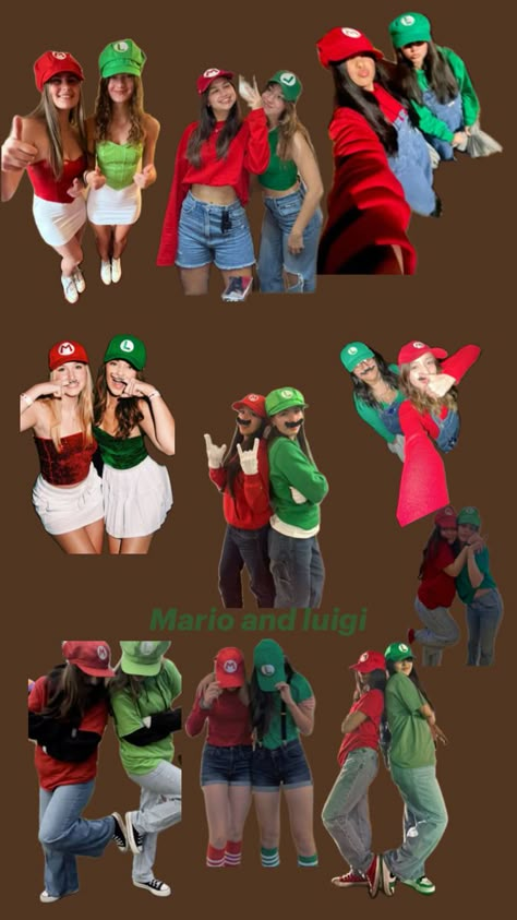 Ideasss Mario And Luigi Halloween, Luigi Halloween Costume, Mario Halloween Costumes, Mario Und Luigi, Best Friend Costumes, Luigi Costume, Mario Y Luigi, Mario Costume, Halloween Duos