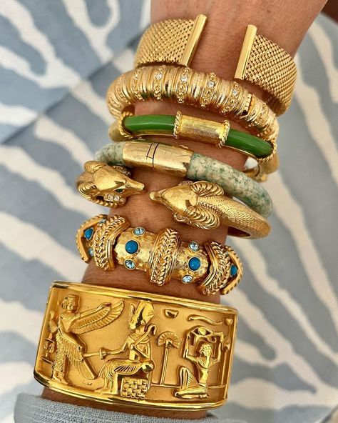 Egypt Is A Great Destination For Shoppers, With Its Bustling City Markets Full Of Unique Local Items. Discover Best Things To Buy In Egypt! Maximalist Gold Bracelets, Egypt Gold Jewelry, Maximalist Gold Jewelry Aesthetic, Egyptian Gold Jewelry, Ancient Egypt Jewelry, Egyptian Inspired Jewelry, Spring Jewelry Trends, Egyptian Bracelet, Middle Eastern Jewelry