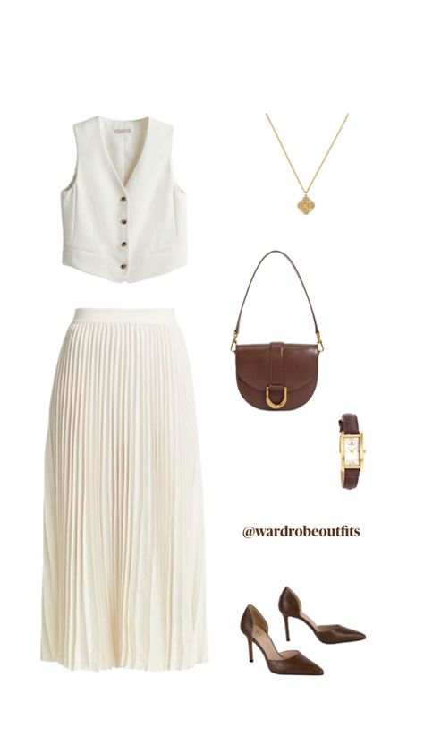 Pleated skirt, summer outfit, classy outfit, modest Modest Classy Outfits, Long Skirt Outfits For Summer, Modest Long Skirts, Modest Outfits Muslim, Stylish Outfits Casual, Outfit Modest, Classy Skirts, Classy Summer Outfits, Mix Match Outfits